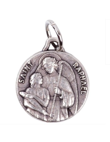 Médaille Saint Raphael en alliage argenté 15 mm