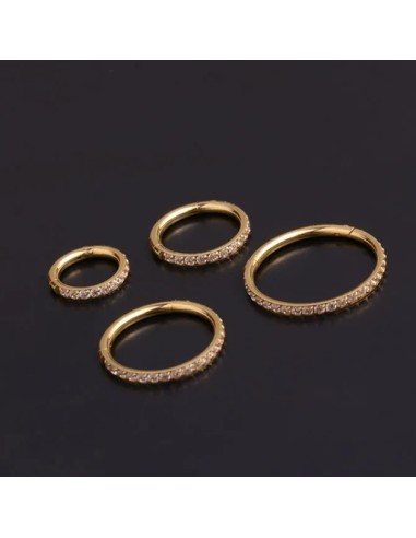 Piercing anneau articulé en acier doré 316L