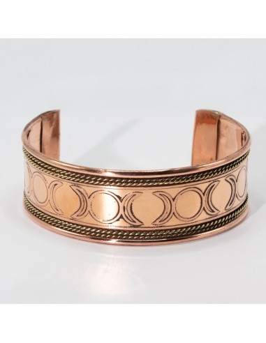 Bracelet rigide cuivre avec triple lune