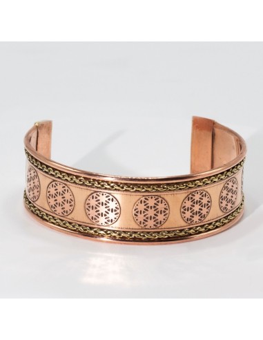 Bracelet rigide cuivre avec fleur de vie