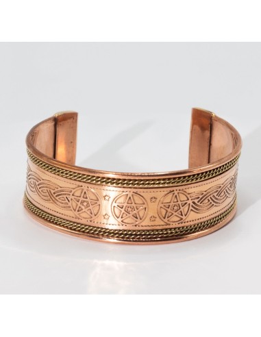 Bracelet rigide en cuivre avec des pentacles
