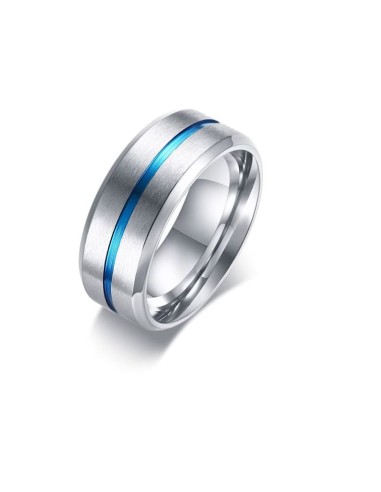 Bague anneau bleu en acier 316L