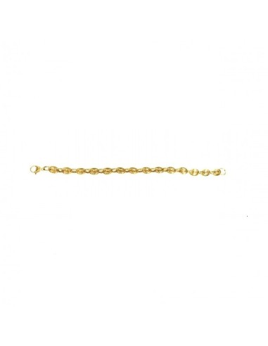 Bracelet grain de café 6 mm x 22 cm acier doré Brinisse