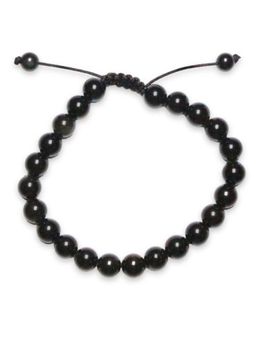 Bracelet Obsidienne noire réglable en 8 mm