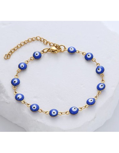 Bracelet mauvais œil bleu bijou en acier 304L