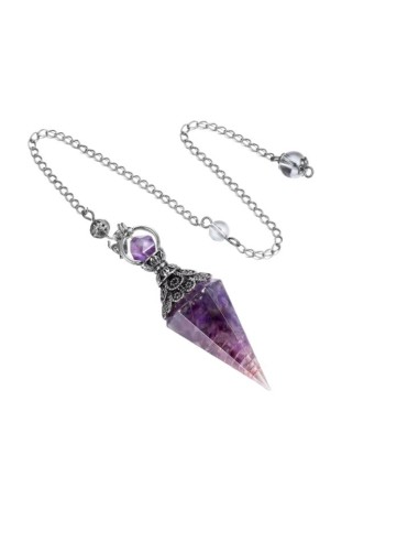 Pendule divination orgonite améthyste en pointe