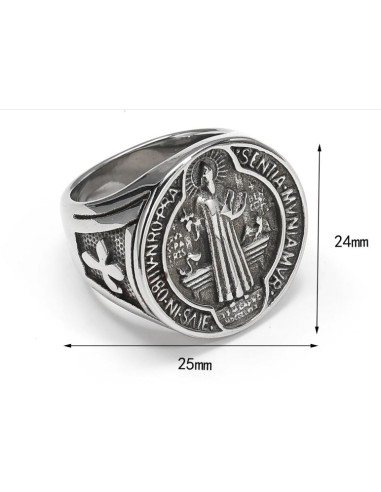 Bague du sceau de Saint Benoît en acier 304L