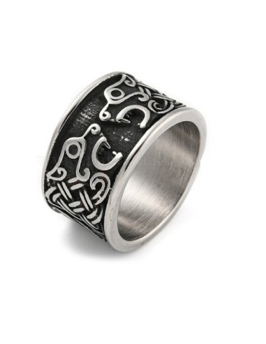 Bague viking tête de loup acier 316L
