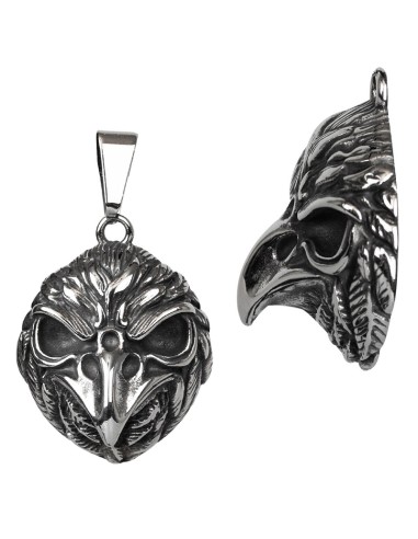 Pendentif tête de corbeau bijou en acier 316L