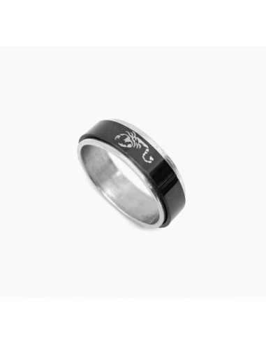 Bague scorpion noir roulante en acier