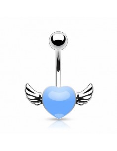 Piercing nombril coeur ailes d'ange modèle Bills