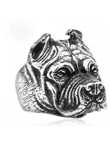 Bague chien pit bull en acier modèle Bontaro