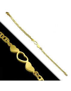Bracelet 3 coeurs acier doré modèle Anent