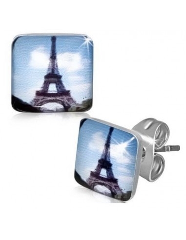 Boucles d'oreilles Paris bijou en acier