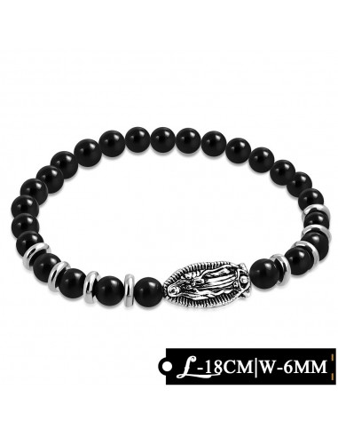bracelet sainte vierge et perles noires modèle Ampi
