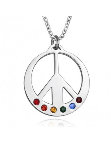Collier  peace and love gay pride modèle Bynnet