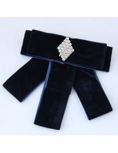 Broche en textile noeud bleu marine modèle Ahtar