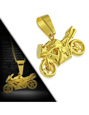 Pendentif moto en acier doré modèle Acylla