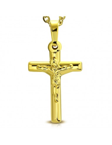 Pendentif croix en acier doré modèle Ahter