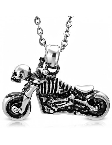 Pendentif skull à moto en acier modèle Akuhi