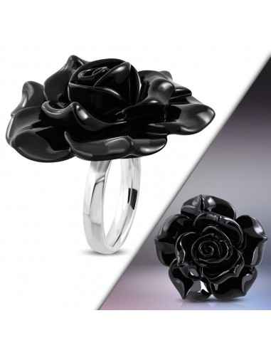 Bague rose noire en acier  modèle Balfran