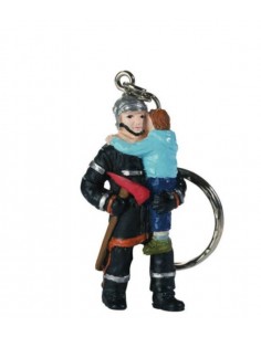 porte-clé pompier avec un enfant sauvé dans ses bras modèle Allye