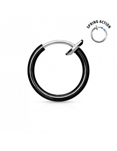 Faux piercing anneaux noir 10 mm à clip modèle Beff