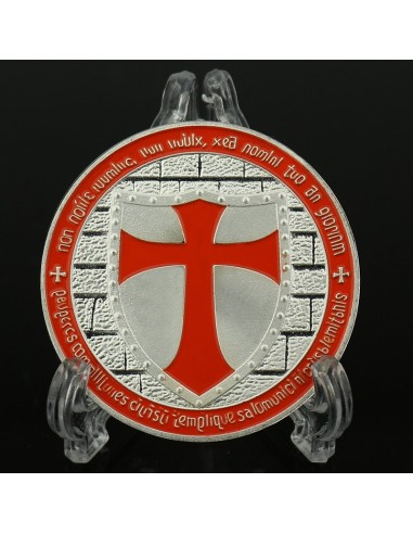 Pièce plaquée ARGENT Croix et Chevaliers des Templiers