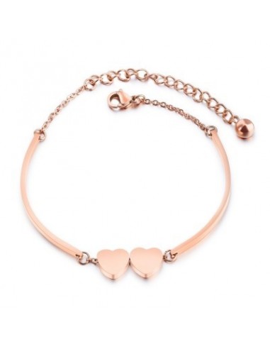 Bracelet coeurs en acier rosé modèle Amilo