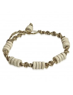 Bracelet en perles de bois et chanvre naturel modèle Aone