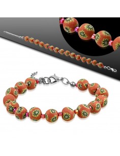Bracelet perles orange en fimo modèle Aoni