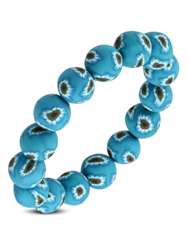 Bracelet perles bleu en fimo modèle Aonu