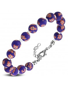 Bracelet violet en perles et fimo modèle Aony