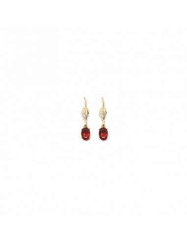 Boucle d'oreille plaqué or dormeuses couleur  rubis