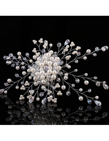 Bijou cheveux peigne de mariage perles et cristal modèle Arrim