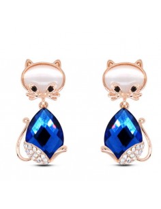 Boucles d'oreilles chat bleu modèle Angil