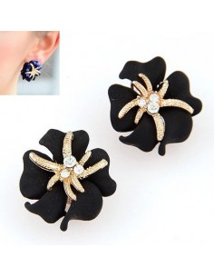 Boucles d'oreille fleur noire modèle Asgor