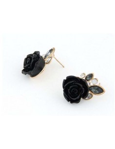 Boucles d'oreilles fleur noire modèle Avree
