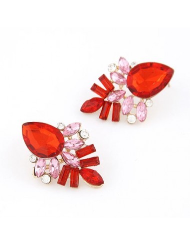 Boucles d'oreilles rouge et fushia avec strass modèle Arwil