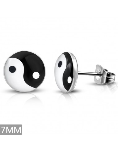 Boucles d'oreilles yin yang en acier modèle Anost