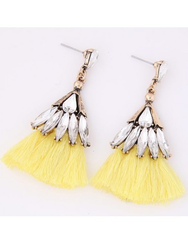 Boucles d'oreille pompons jaune modèle Ampa