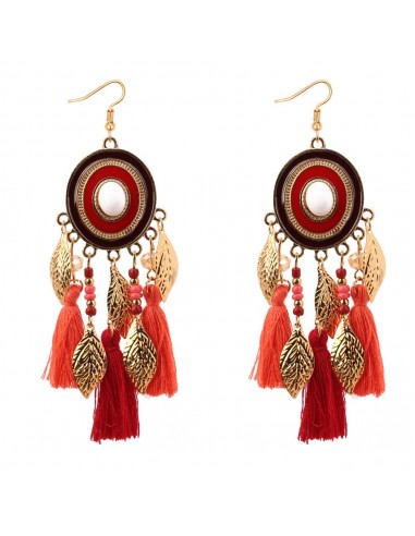 Boucles d'oreilles plumes bordeaux modèle Ampo