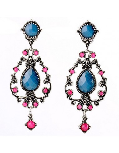 Boucles d'oreilles bleu et rose à la mode modèle Bilfour