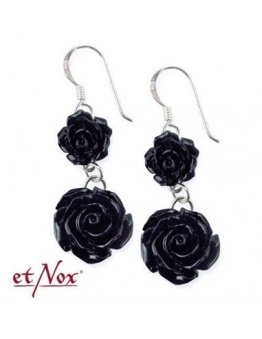 Boucles d'oreilles roses noires en argent modèle o4503b