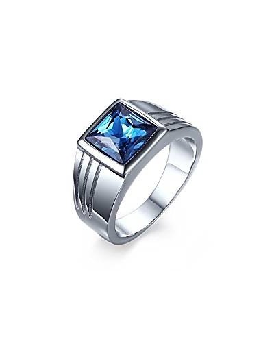 Bague bleu en acier style diamant bleu modèle Blesco