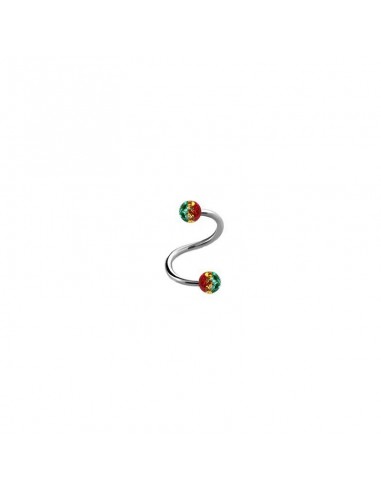 Piercing spirale style rasta 10 mm modèle Asmun