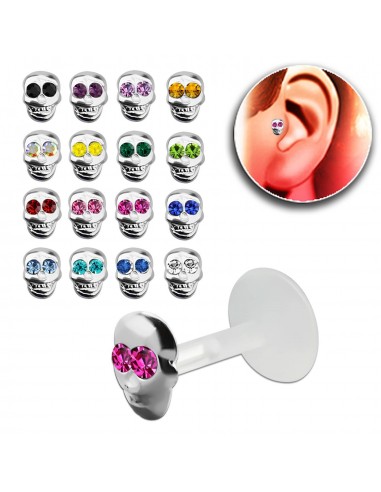 Piercing labret  bioflex skull 8 mm blanc modèle Atylius