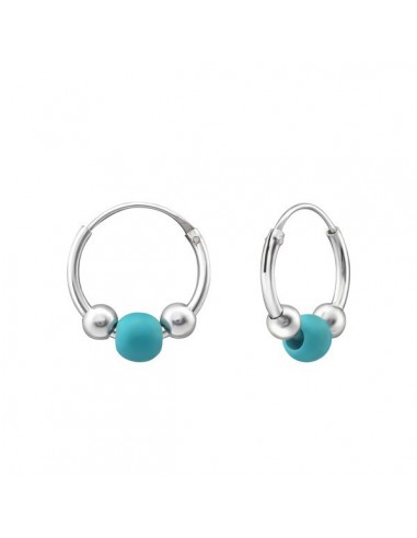 Créoles en argent et perle turquoise modèle Aresy