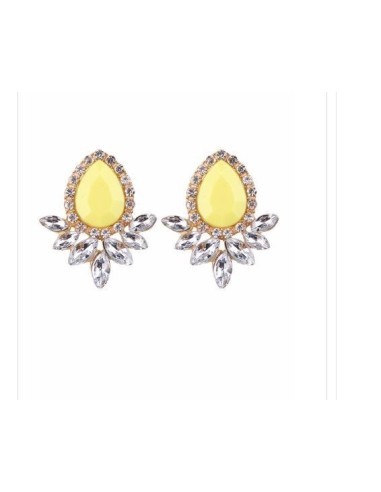 Boucles d'oreilles jaune et strass